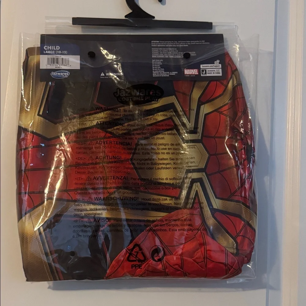 nwt Spider-Man‎ Kids' Iron Integrated Zentai Halloween Costume Jumpsuit L